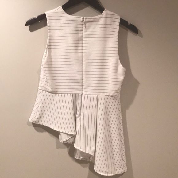 ELLE Asymmetrical Striped Sleeveless Peplum Top - Picture 5 of 10